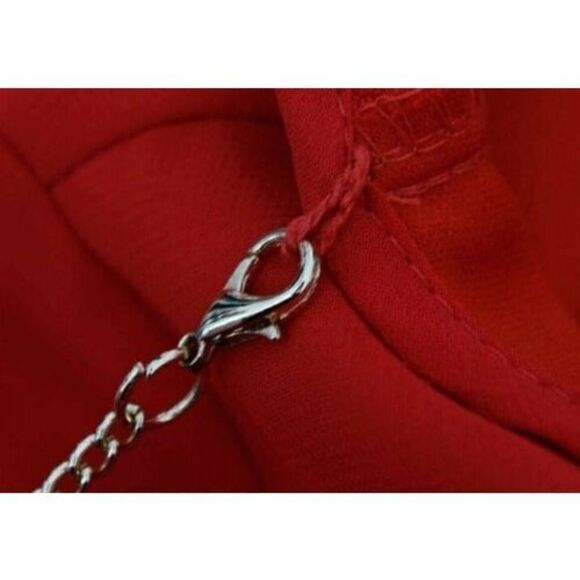MSK Polyester Red Dress With 2 tone gold Chain Size 8 NWOT - Picture 9 of 10